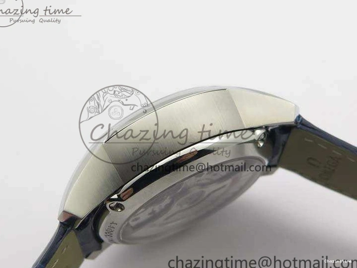 0308 MoistureWicking De Ville Chronograph SS OMF 1:1 Best Edition Blue Dial On Blue Leather Strap A 8110